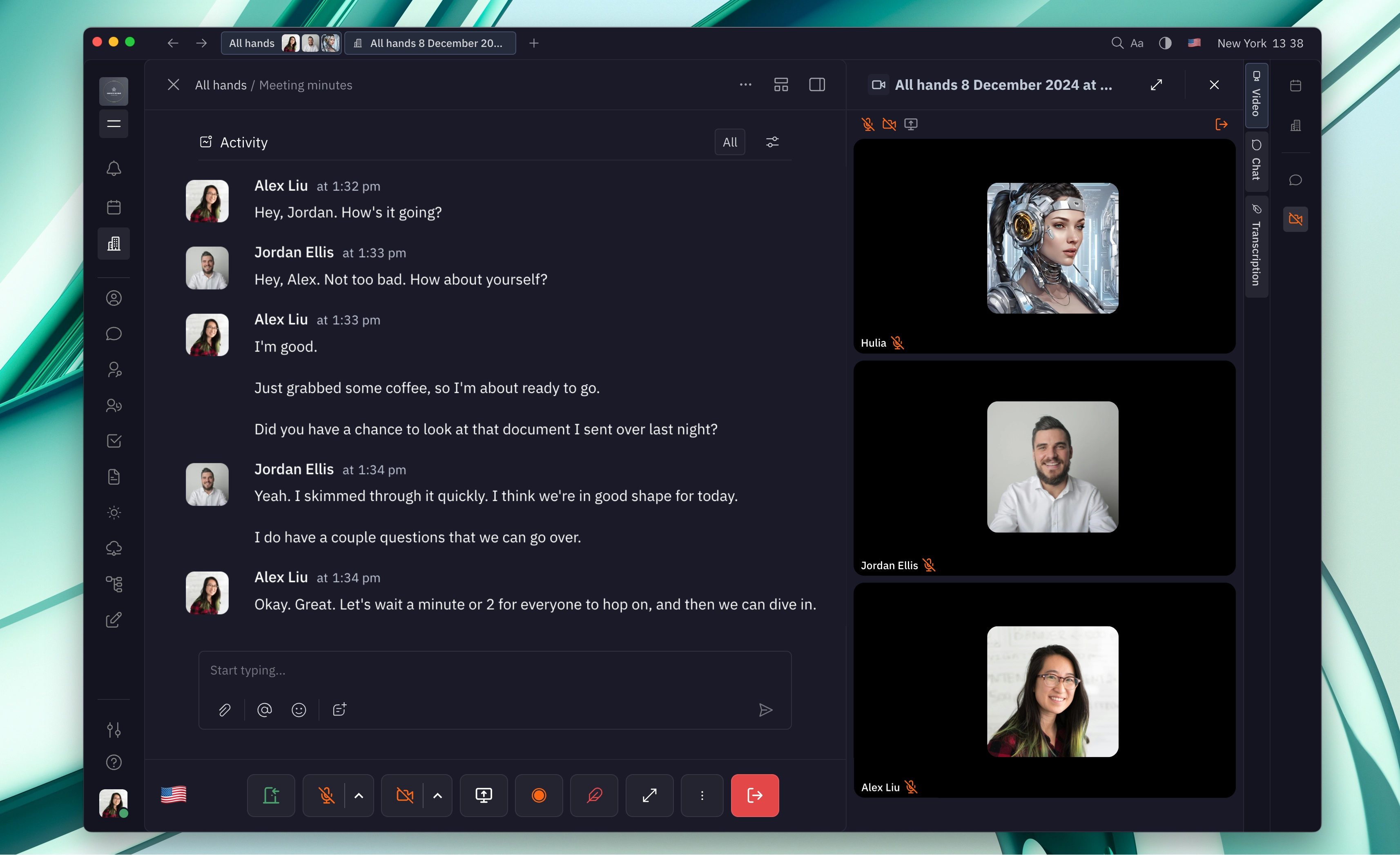 Preview of live transcription